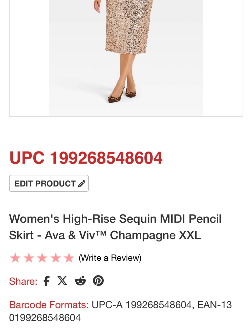 Ava & Viv Rose Gold Sequin Midi Pencil Skirt b140s - Picture 2 of 4